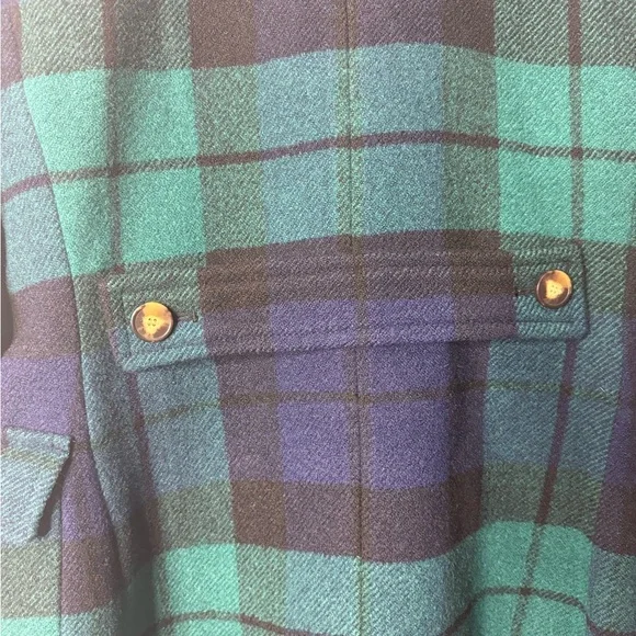 Ann Taylor Teal and Navy Plaid Coat - Picture 6 of 6